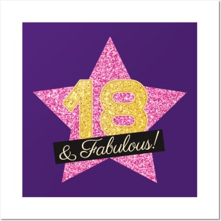 18th Birthday Gifts Women Fabulous - Pink Gold Posters and Art